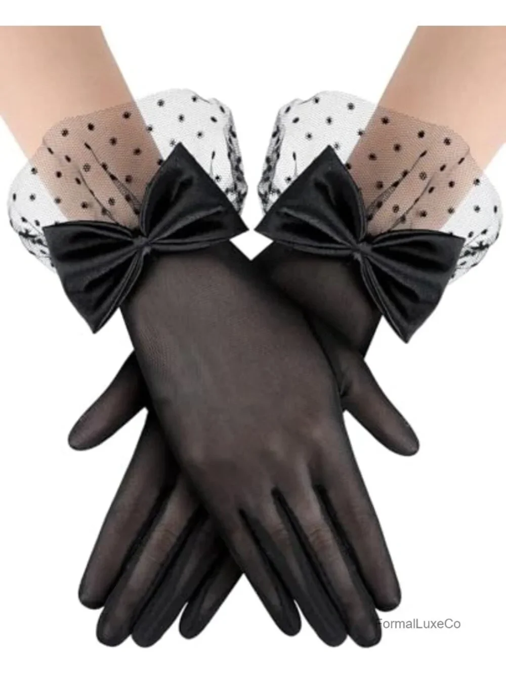 Black Lace Gloves Wedding Tea Party 1950s Accessories Nylon Spandex